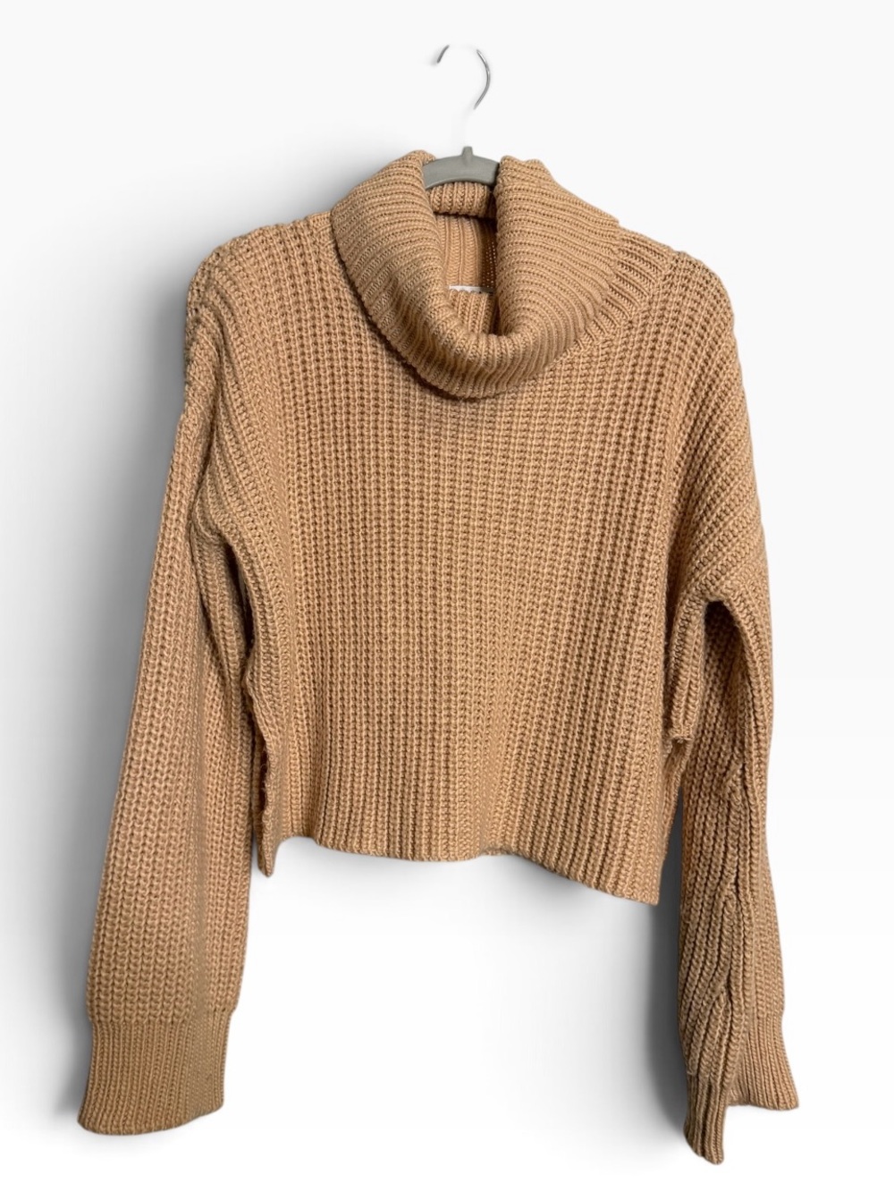 Azalea Ribbed Cropped Turtleneck Wool Blend Sweater